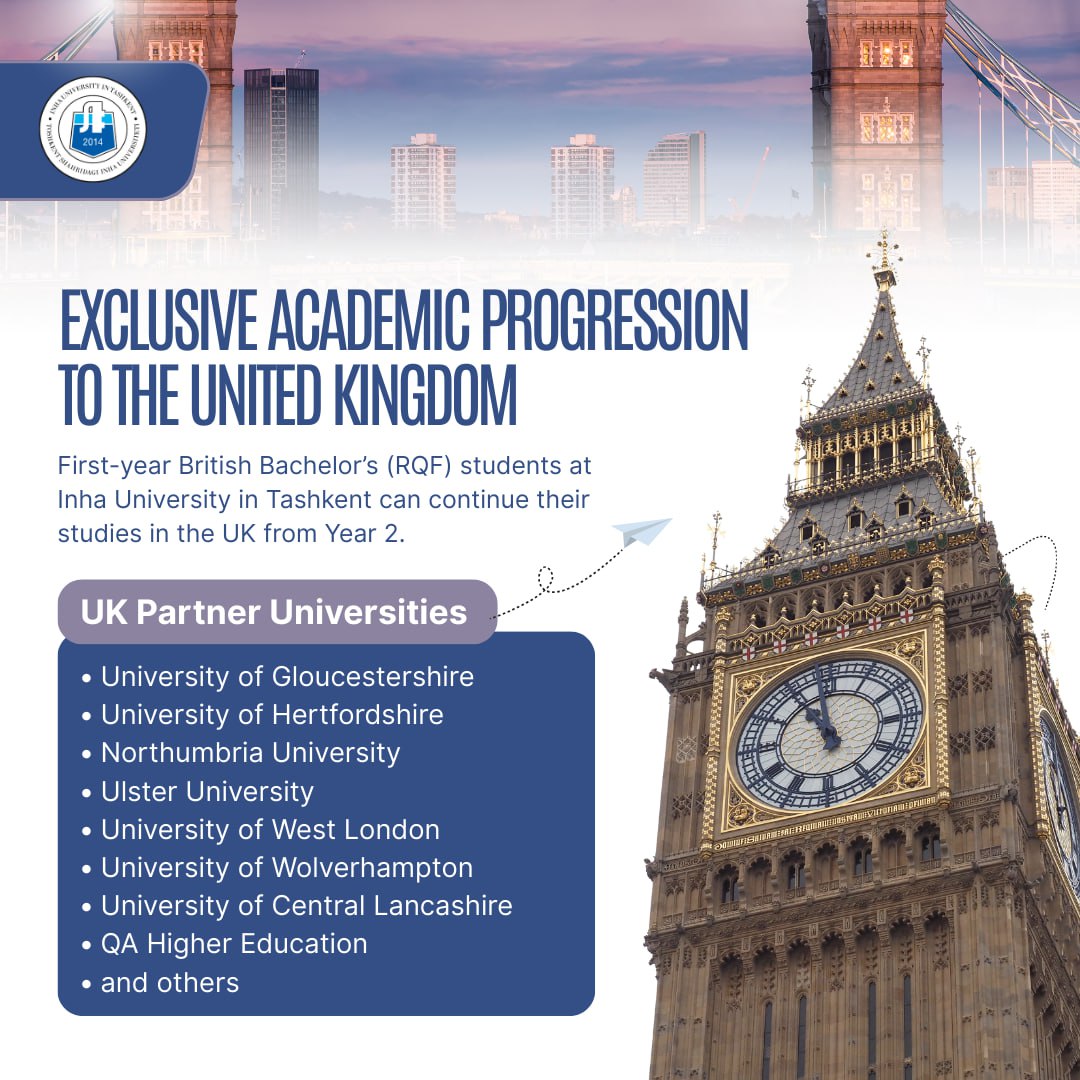 First-year students of the British Bachelor’s Programme (RQF) at Inha University in Tashkent are offered a distinguished oppo